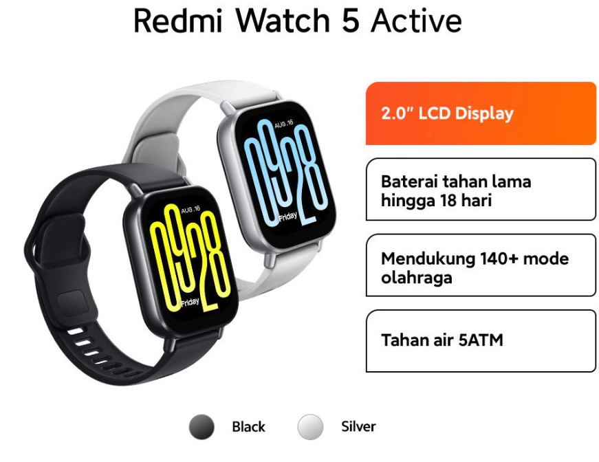 Xiaomi Redmi Watch 5 Active Spesifikasi dan Harganya Di Indonesia