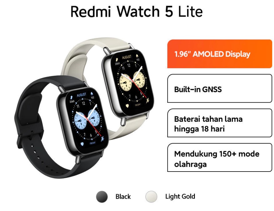 Xiaomi Redmi Watch 5 Lite Spesifikasi dan Harganya Di Indonesia