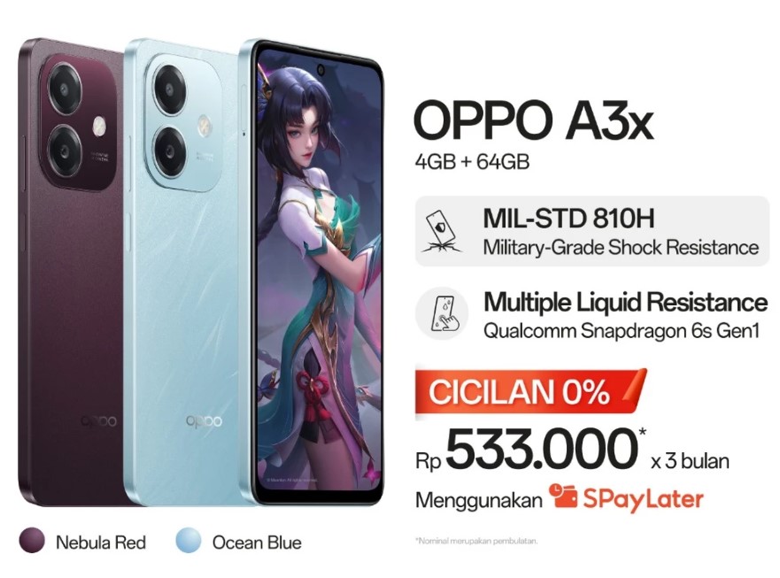 OPPO A3x 4G Spesifikasi dan Harganya Di Indonesia