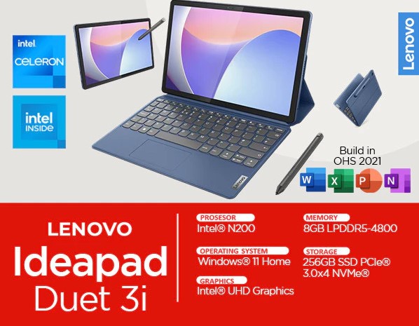 Lenovo Ideapad Duet 3i Spesifikasi dan Harganya Di Indonesia