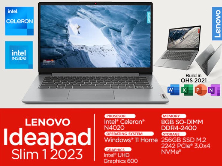 Lenovo Ideapad Slim 1 14IGL7 Spesifikasi dan Harganya Di Indonesia